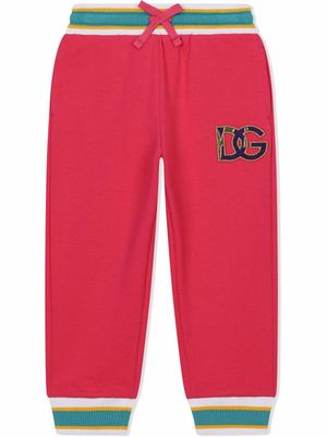 Dolce & Gabbana Kids pantalon de jogging à patch logo - Rose