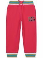 Dolce & Gabbana Kids pantalon de jogging à patch logo - Rose - thumbnail