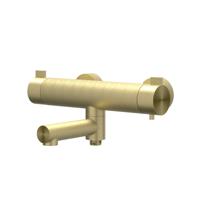 Badthermostaatkraan IVY Tribe Opbouw Omstel Met Draaibare Baduitloop Met Omstel RVS316 Geborsteld Mat Goud PVD IVY