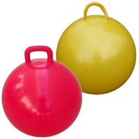 2x stuks skippyballen voor kinderen geel/rood 60 cm