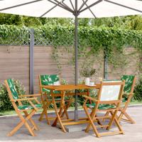 5-delige Tuinset bladpatroon stof en massief hout