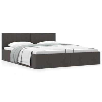 Bedframe met hydraulische opslag stof donkergrijs 160x200 cm