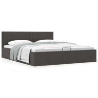 Bedframe met hydraulische opslag stof donkergrijs 160x200 cm
