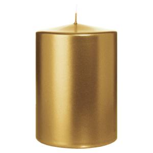 Cilinderkaars/stompkaars groot - metallic goud - 15 x 10 cm - 113 branduren