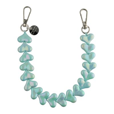 Telefoonkoord Heart - Groen Glimmend - Zilver Telefoonkoord Heart - Groen Glimmend - Zilver