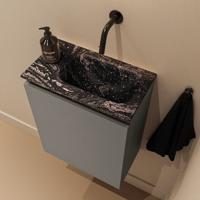 Toiletmeubel Mondiaz Ture Dlux | 40 cm | Meubelkleur Smoke | Eden wastafel Lava Rechts | Zonder kraangat