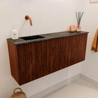 Toiletmeubel Mondiaz Joya Dlux | 100 cm | Meubelkleur Ruby | Faye wastafel Lava Wasbak Links | Zonder kraangat(en)
