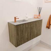 Toiletmeubel Mondiaz Joya Dlux | 81.6 cm | Meubelkleur Dusk | Faye wastafel Glace Wasbak Links | 1 kraangat