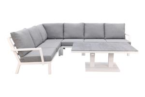 Rockford aluminium loungeset wit 5-delig - Verstelbare tafel