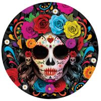 Day of the dead bordjes - 6x - gekleurd - papier - D23 cm - Feestbordjes