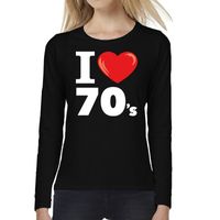 Seventies long sleeve shirt met I love 70s bedrukking zwart voor dames 2XL  -