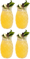 Cookinglife Cocktailglazen / Tiki Ananas Glazen + Herbruikbare Rietjes Zomers Fruit - 4 Stuks
