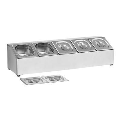 GN containerhouder - incl. 5 GN 1/6 containers met deksel