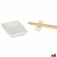 Sushi set Kinvara 1249SJ4111 Wit Bamboe Porselein (12 Onderdelen) (6 Stuks)