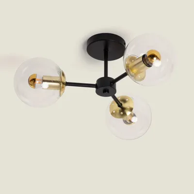 Plafondlamp zwart glazen bollen &apos;Daniel&apos; e14 led