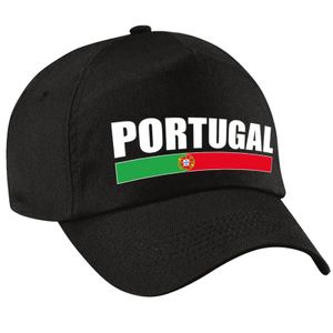 Portugal supporter pet / cap Portugal zwart kinderen