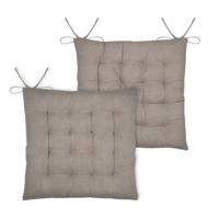 Stof Textile stoelkussen Coline - 2x - beige - 38 x 38 x 4 cm - touwtjes sluiting Stof Textile stoelkussen Coline - 2x - beige - 38 x 38 x 4 cm - touwtjes sluiting