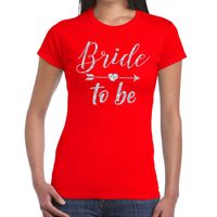 Bride to be Cupido zilver glitter t-shirt rood dames - thumbnail