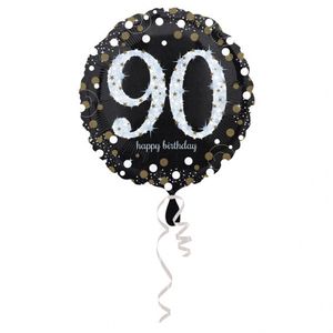 Folieballon 90 Jaar Happy Birthday Sparkling Gold 43cm