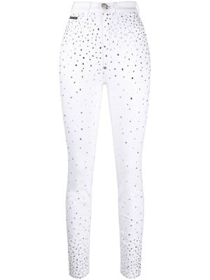 Philipp Plein jean skinny à ornements strassés - Blanc