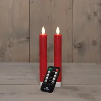 Anna&apos;s Collection LED dinerkaars flame effect rustiek 18 cm rood 2 stuks