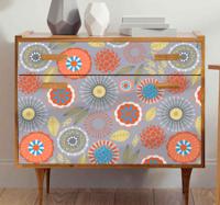 Stickers voor op meubels Kleurrijk volkskunst stijlvol patroon