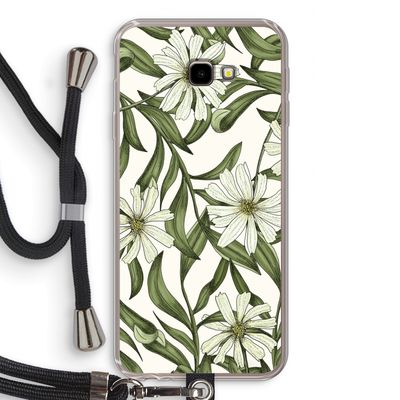 Wit bloemenpatroon: Samsung Galaxy J4 Plus Transparant Hoesje met koord