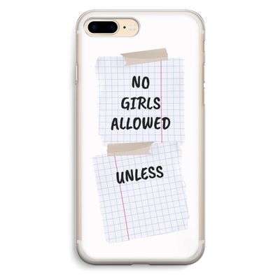 No Girls Allowed Unless: iPhone 7 Plus Transparant Hoesje