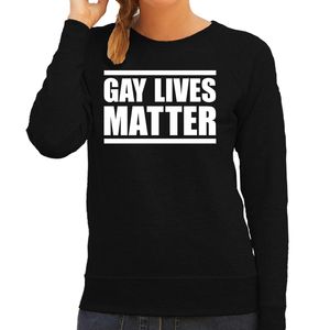 Gay lives matter anti homo / lesbo discriminatie sweater zwart voor dames