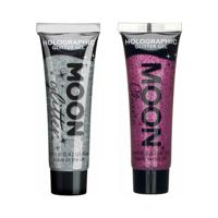 Moon Creations Glittergel fijn set - voor lichaam en gezicht - zilver en roze