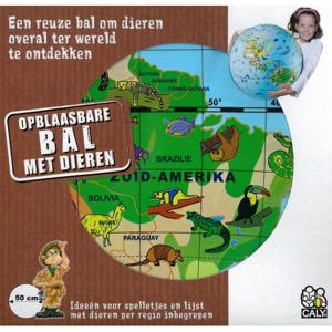 Opblaasbare strandbal wereldbol met dieren - Dia 50 cm - pvc