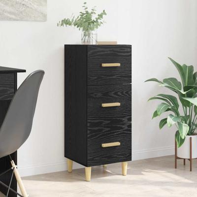Dressoir met lade Zwart eiken 34.5 x 34 x 90 cm Bewerkt hout
