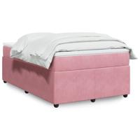 Boxspring met matras fluweel roze 120x190 cm
