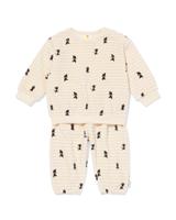 HEMA Takkie newborn kledingset comfy fit velours strepen ecru (ecru)