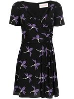 Valentino Garavani robe plissée à fleurs - Noir