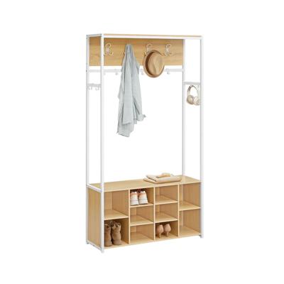 Garderoberek met schoenenplank haken en verstelbare schappen, Gouden eikenkleur-wolkenwit