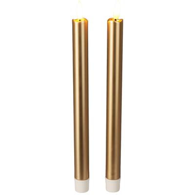 Led kaarsen/dinerkaarsen - 2x stuks - goud - 25 cm - batterij - met afstandsbediening