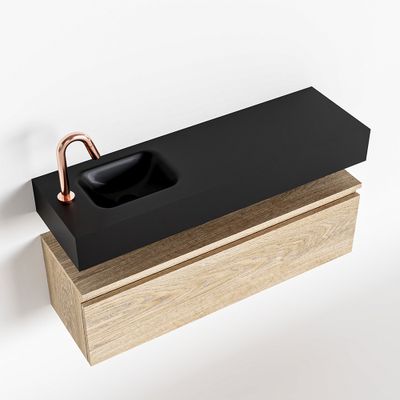 Toiletmeubel Mondiaz Andor | 100 cm | Meubelkleur Washed oak | Lex vrijhangend wastafel Urban Links | 1 kraangat