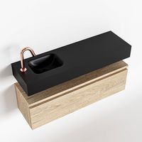 Toiletmeubel Mondiaz Andor | 100 cm | Meubelkleur Washed oak | Lex vrijhangend wastafel Urban Links | 1 kraangat