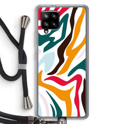 Colored Zebra: Samsung Galaxy A42 5G Transparant Hoesje met koord