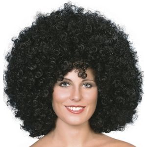 Mega afro pruik zwart