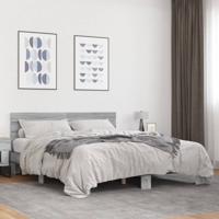 Bedframe bewerkt hout metaal grijs sonoma eiken 160x200 cm