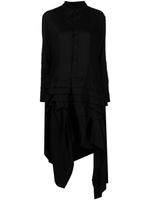 Yohji Yamamoto robe mi-longue asymétrique à volants - Noir - thumbnail