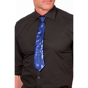 Blauwe glitter stropdas 32 cm verkleedaccessoire dames/heren   -