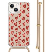 iPhone 14 hoesje met beige koord - Hartendief