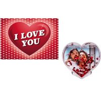 Valentijsdag cadeau 3D hart fotolijst met valentijnskaart - thumbnail