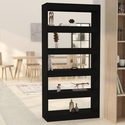 Boekenkast/kamerscherm 80x30x166 cm bewerkt hout zwart