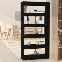 Boekenkast/kamerscherm 80x30x166 cm bewerkt hout zwart