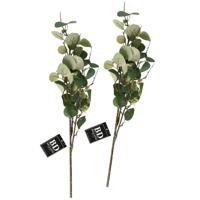 Kunstbloem/kunsttak Eucalyptus Narvik - 2x - 92 cm - lichtgroen - kunst zijdebloemen