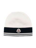 Moncler Enfant bonnet en coton à patch logo - Blanc